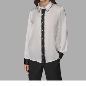 New Karl Lagerfeld White and Black Blouse size L
